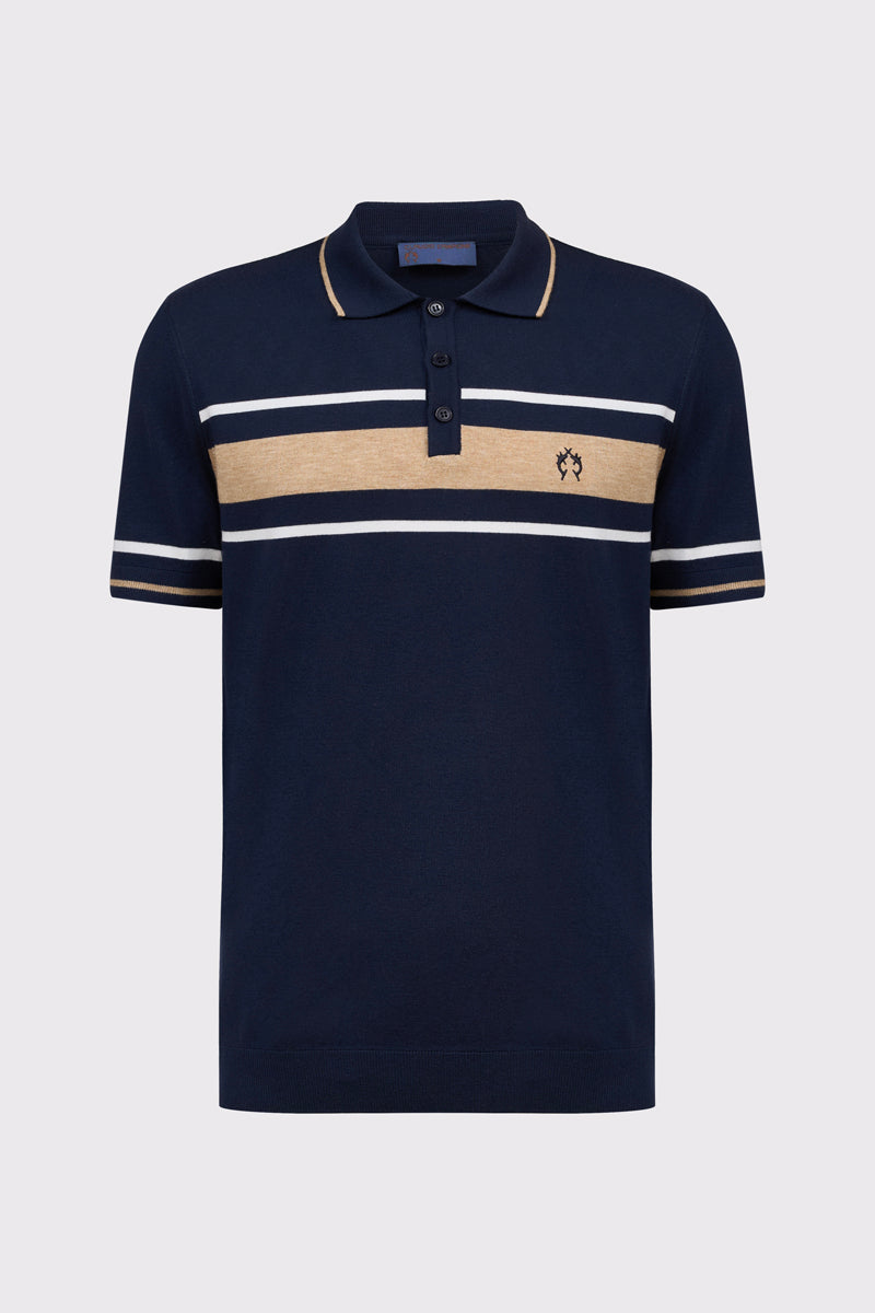 Męska koszulka polo Campione w granatowe pasy
