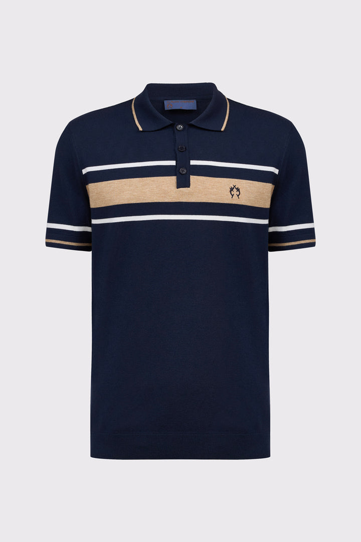 Męska koszulka polo Campione w granatowe pasy