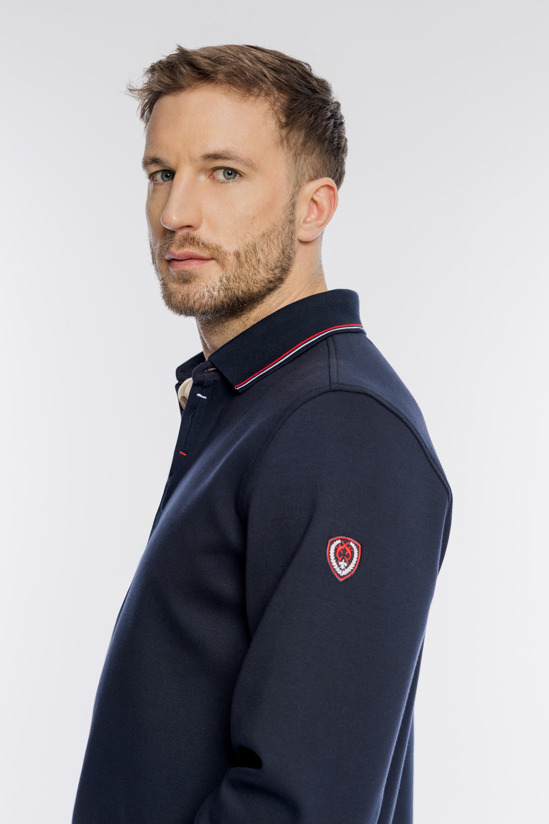 Granatowa męska bluza Campione z kołnierzykiem polo