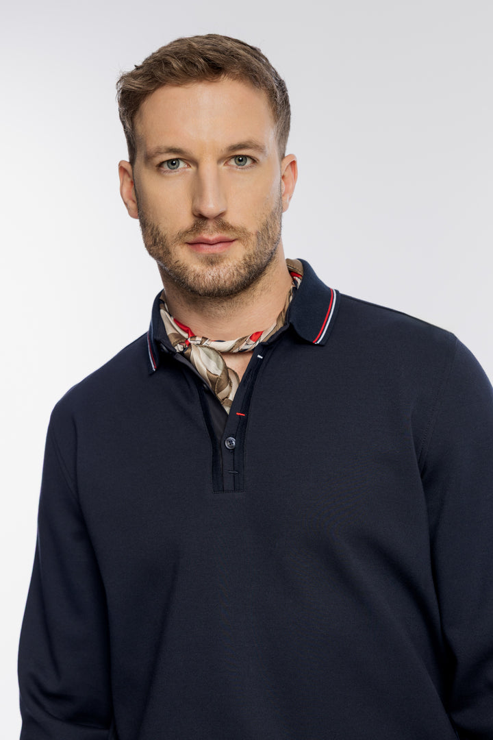 Granatowa męska bluza Campione z kołnierzykiem polo