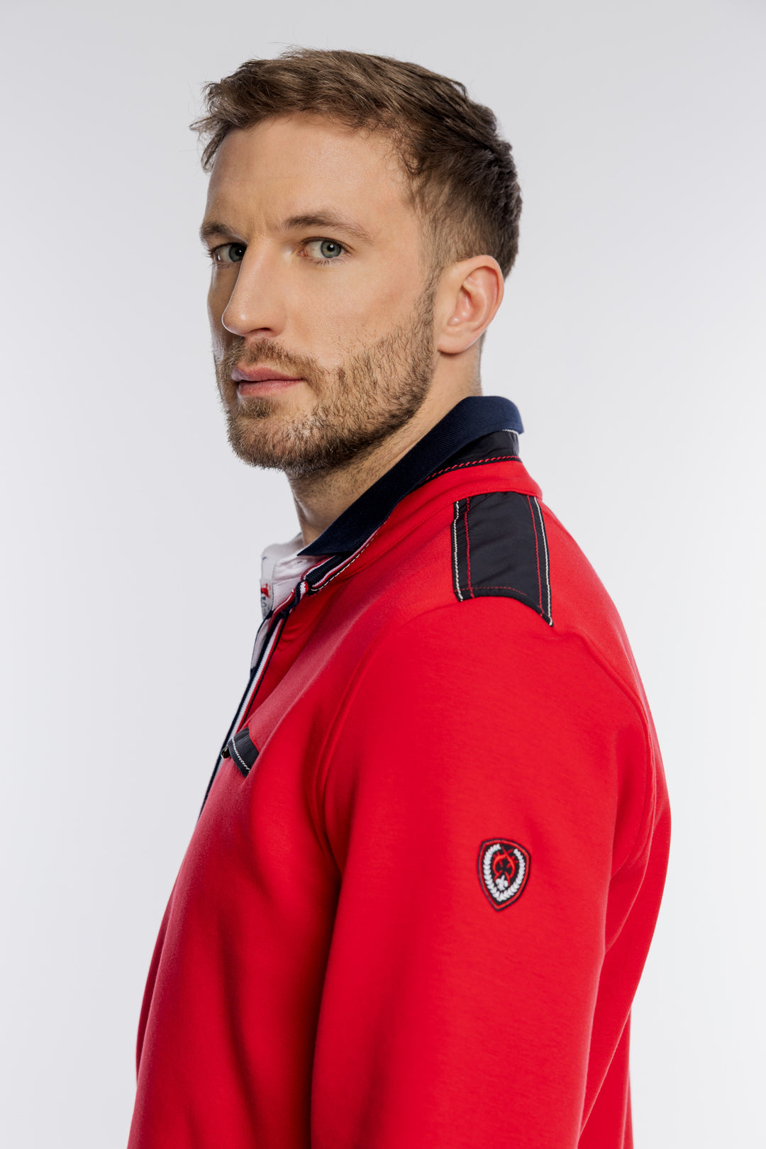 Czerwona męska bluza Campione z krótkim suwakiem