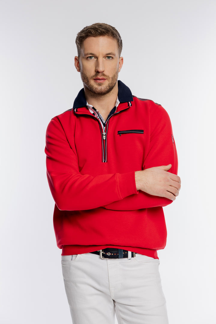 Czerwona męska bluza Campione z krótkim suwakiem