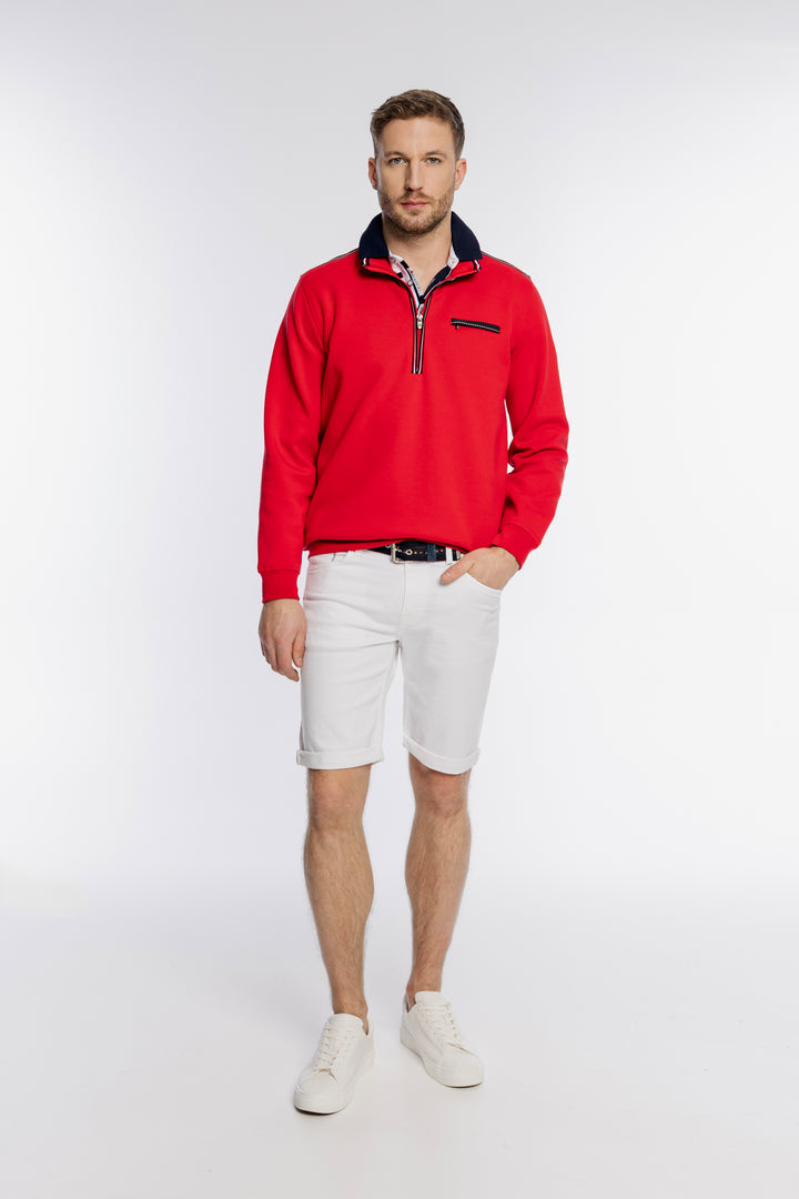 Czerwona męska bluza Campione z krótkim suwakiem