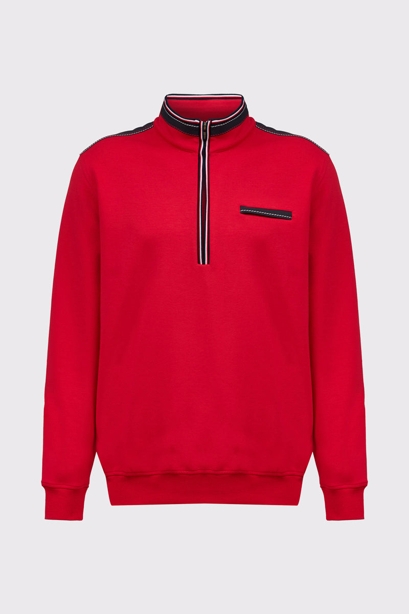 Czerwona męska bluza Campione z krótkim suwakiem