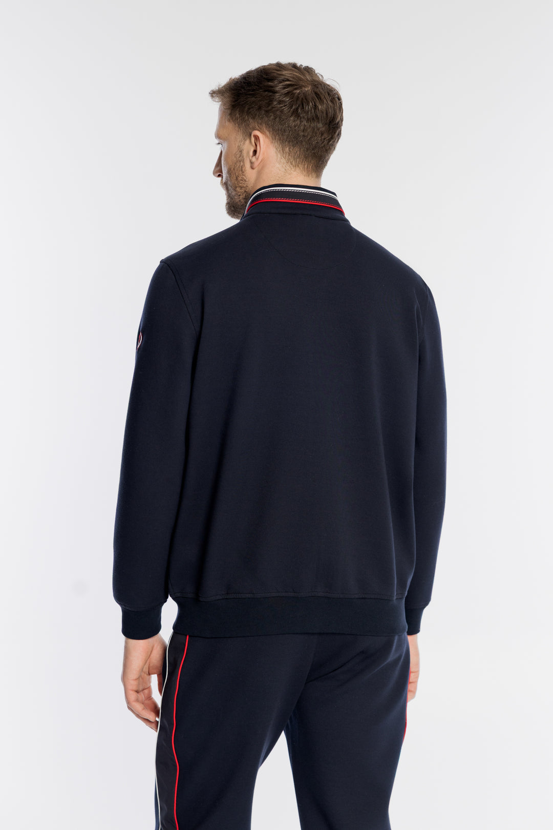 Granatowy komplet Campione z kontrastowymi pasami i logo