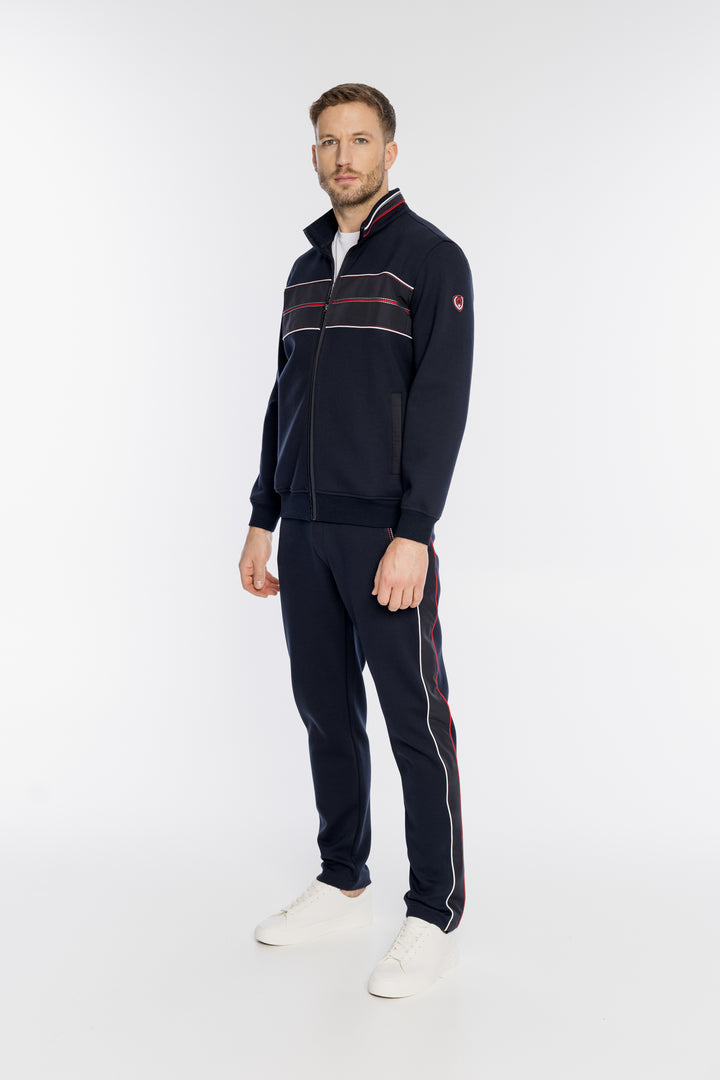 Rozpinana granatowa bluza męska z pasami Campione