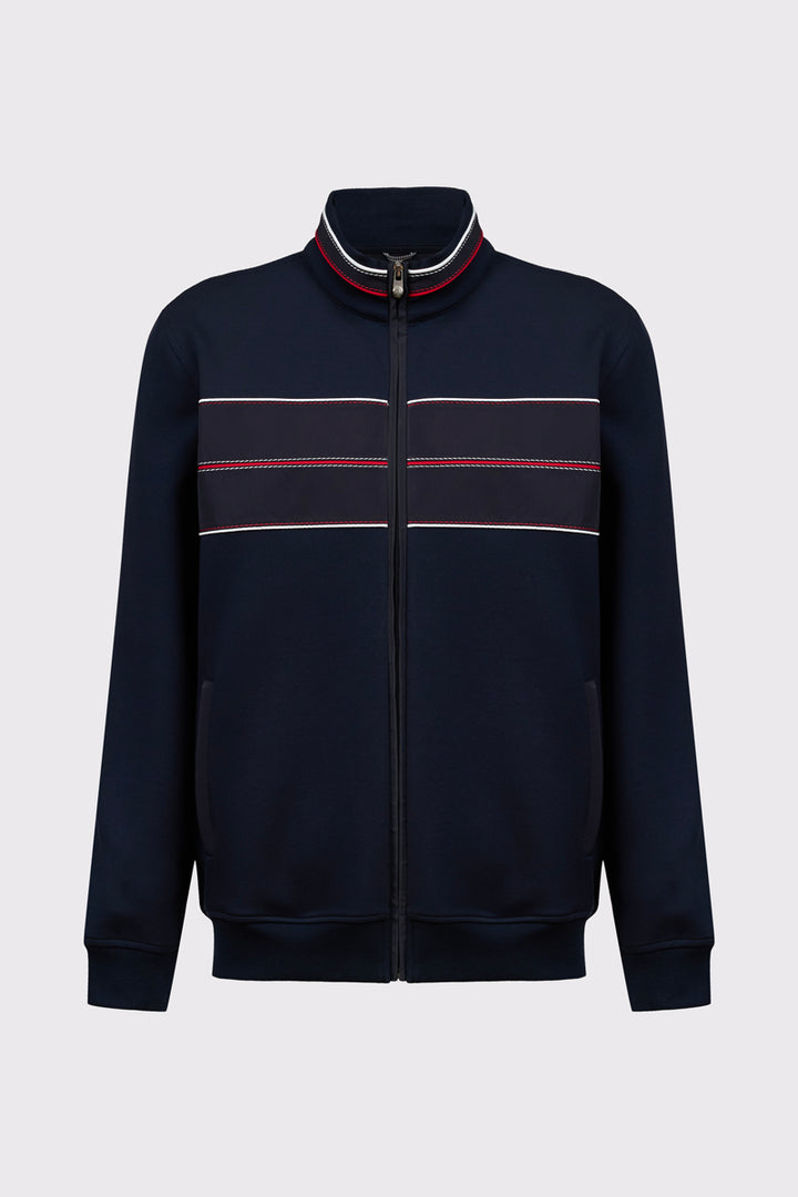 Rozpinana granatowa bluza męska z pasami Campione