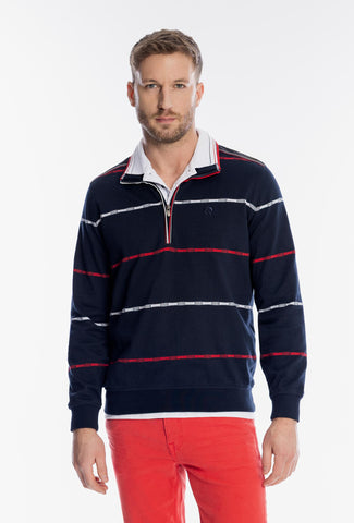 Męski granatowy sweter Campione w poziome paski