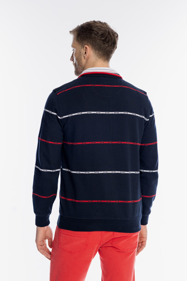 Męski granatowy sweter Campione w poziome paski