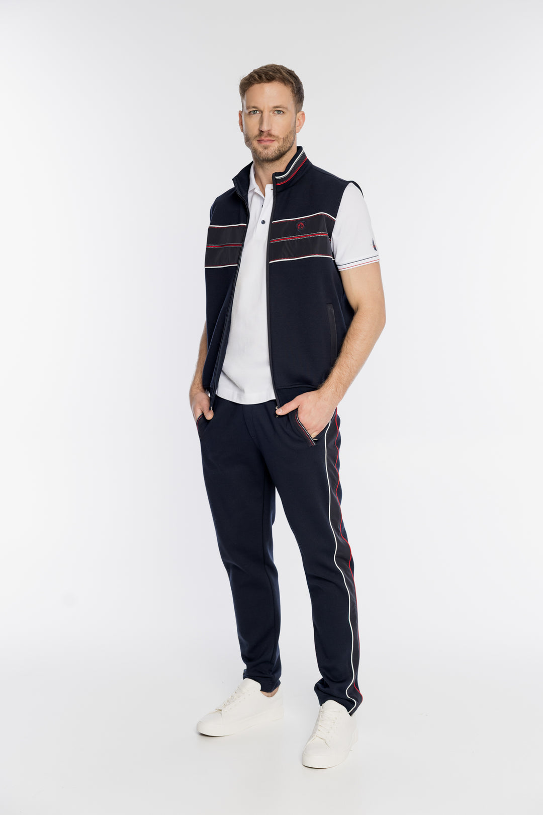 Pikowany bezrękawnik męski Campione z kontrastowym panelem