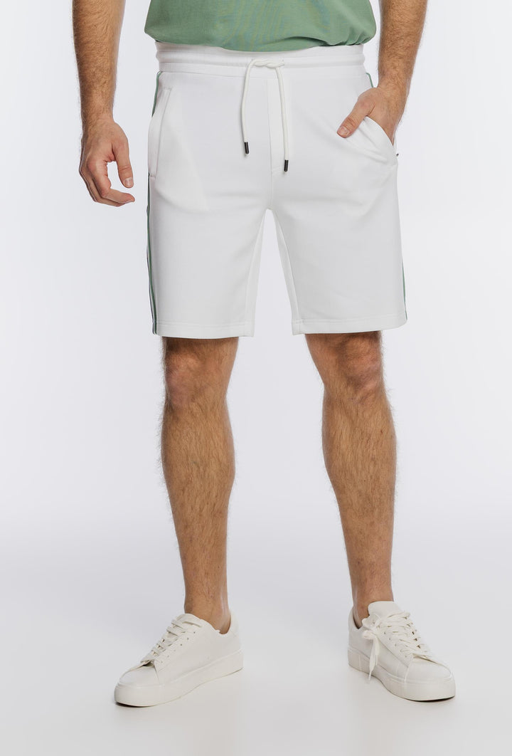 Białe męskie szorty dresowe z lampasami Campione