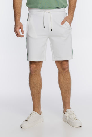 Białe męskie szorty dresowe z lampasami Campione