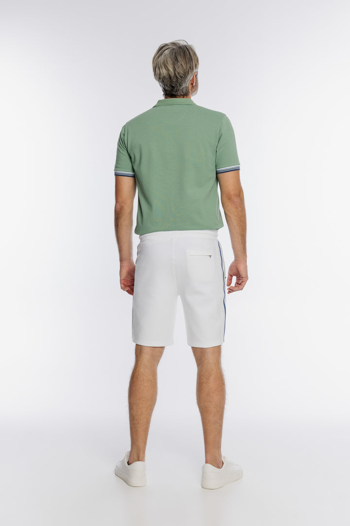 Białe męskie szorty dresowe z lampasami Campione