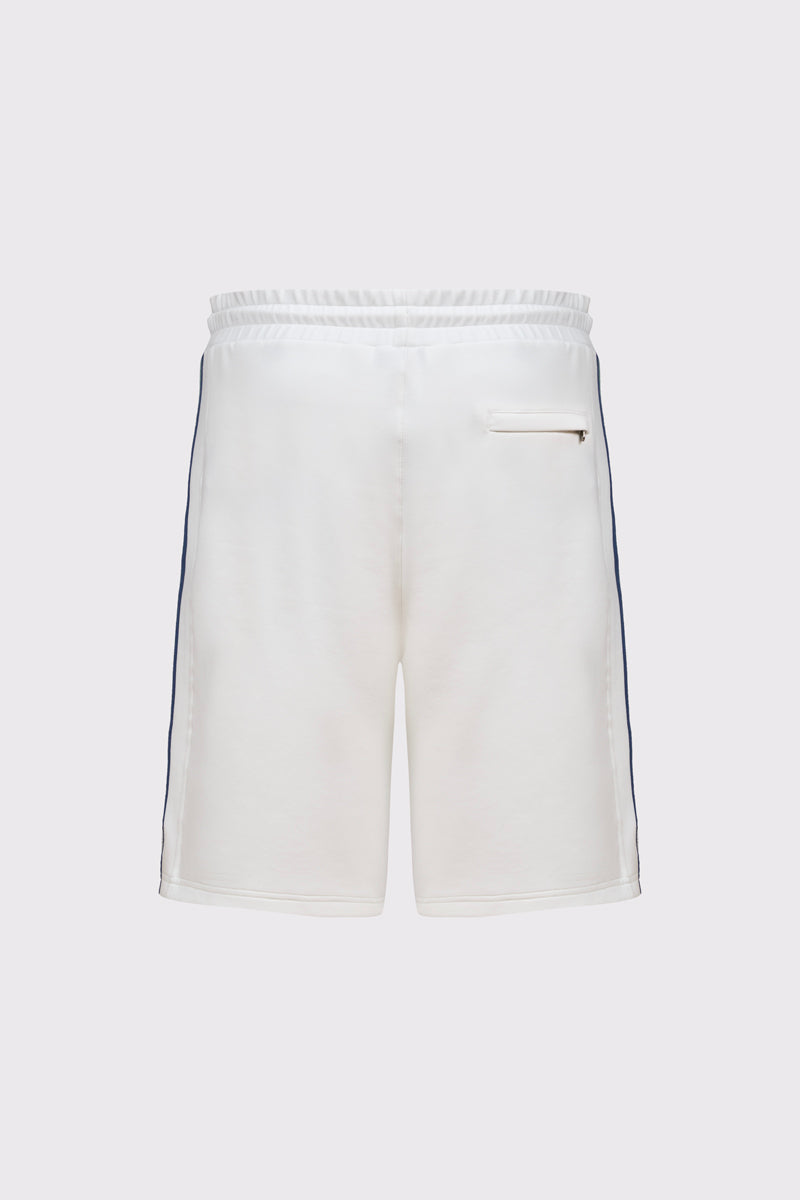 Białe męskie szorty dresowe z lampasami Campione