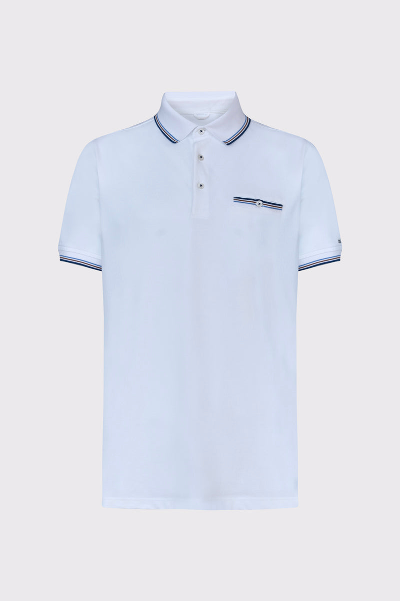 Klasyczna biała męska koszulka polo z kieszonką