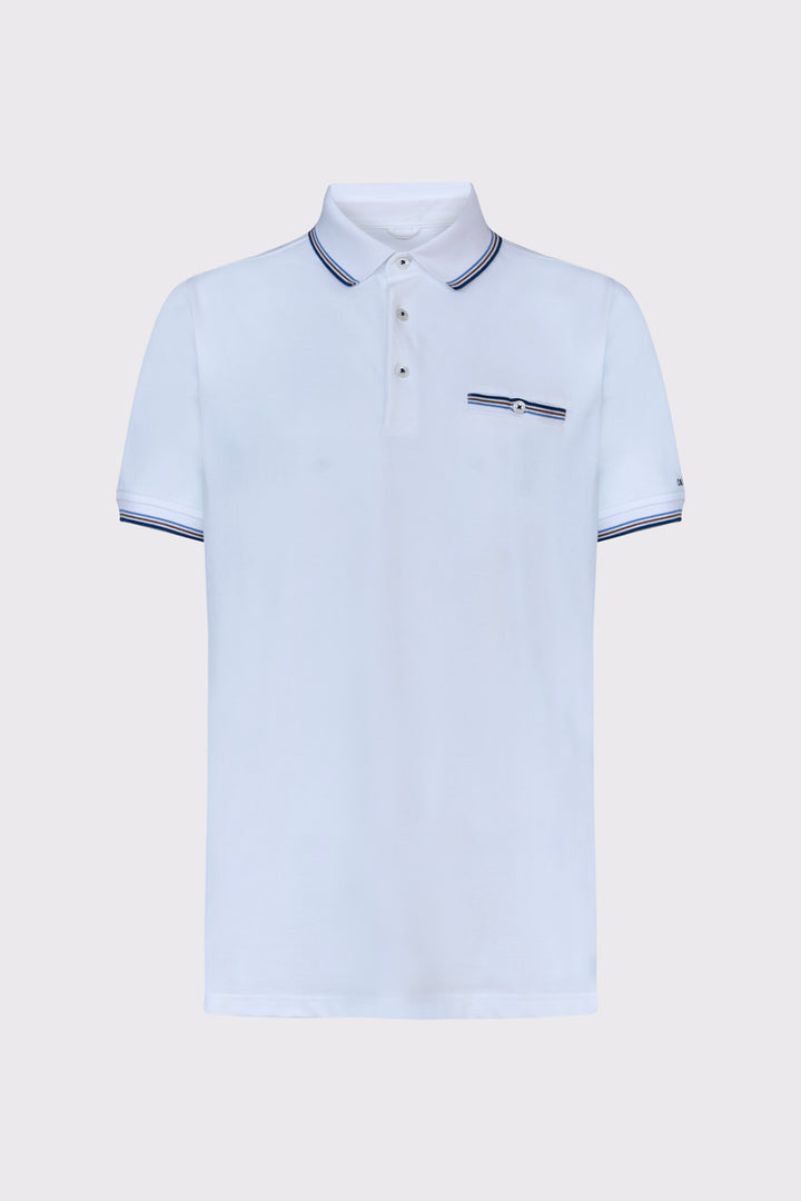 Klasyczna biała męska koszulka polo z kieszonką