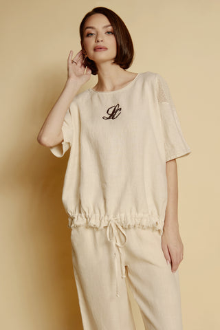 Lniana bluzka „Naturé” z monogramem