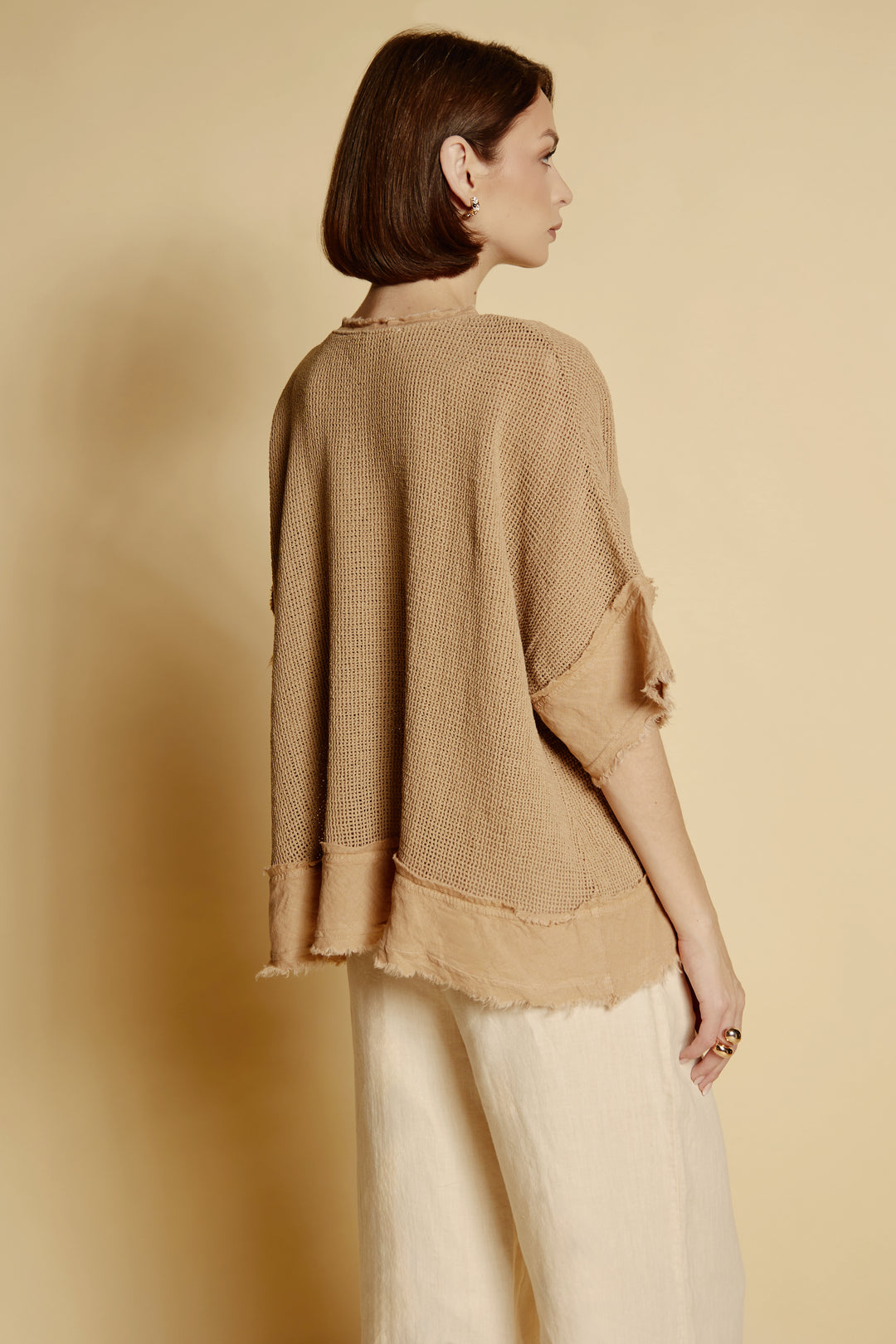 Lniana bluzka oversize „Sahara” w odcieniu karmelowym