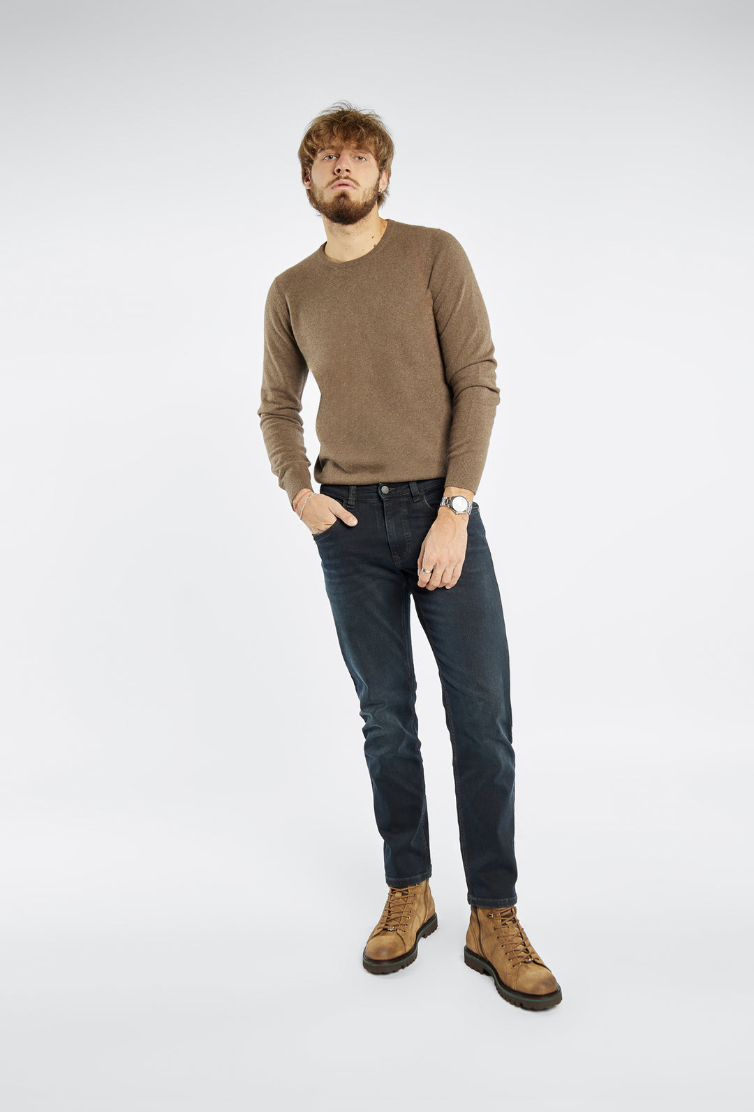Klasyczne jeansy męskie Primodi w kroju skinny w kolorze granatowym