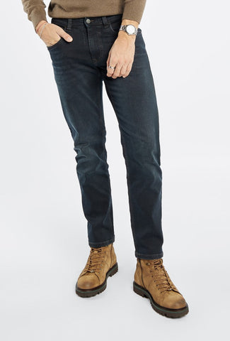 Klasyczne jeansy męskie Primodi w kroju skinny w kolorze granatowym