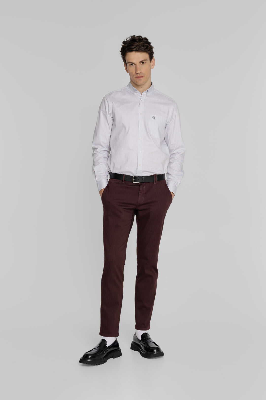 Spodnie chino Alberto bordowe