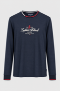 Męski longsleeve z nadrukiem Lofoten Islands granatowy BIG SIZE