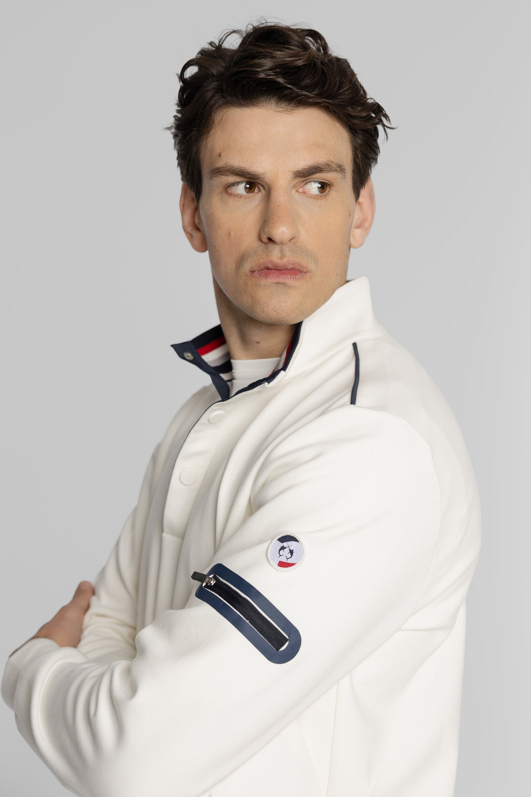 Męska bluza ze stójką i zapięciem polo Regular Fit