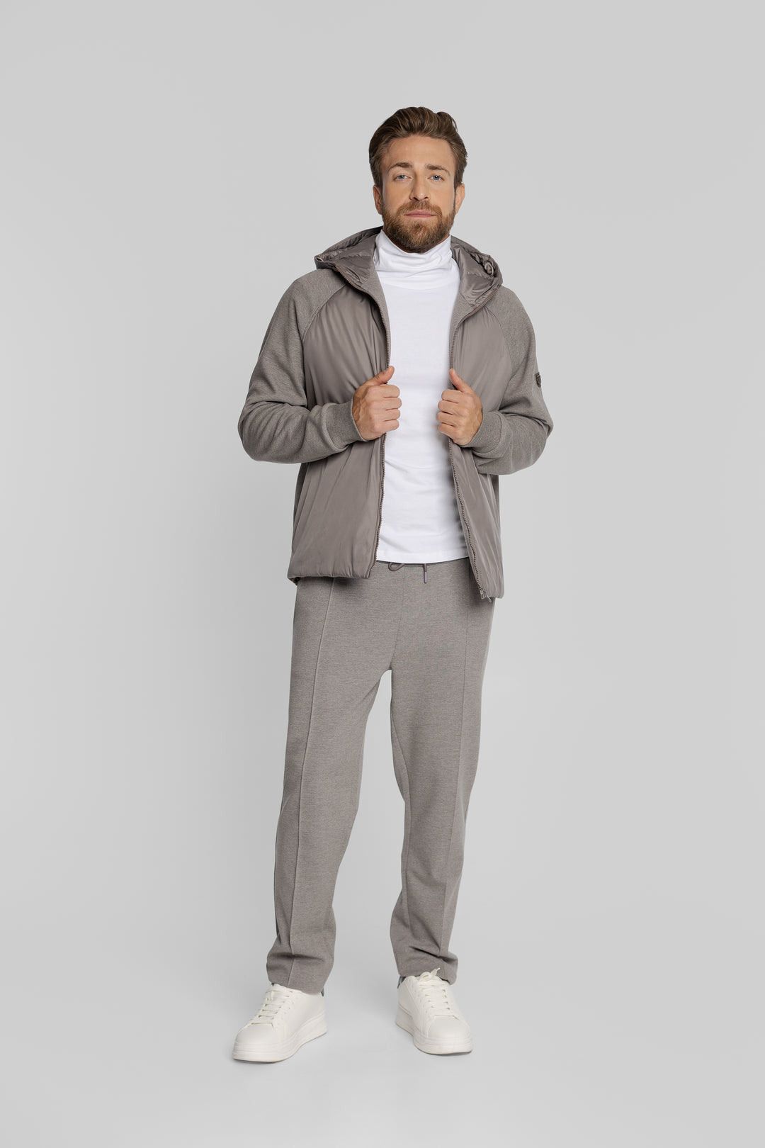 Męska bluza z kapturem i pikowanym przodem Regular Fit