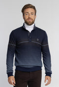 Męska bluza polo z półgolfem granatowa Regular Fit