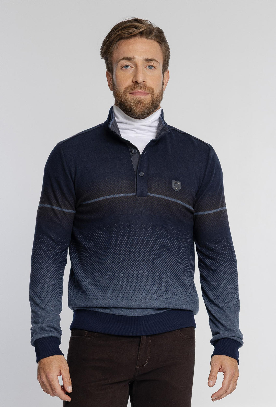 Męska bluza polo z półgolfem granatowa Regular Fit
