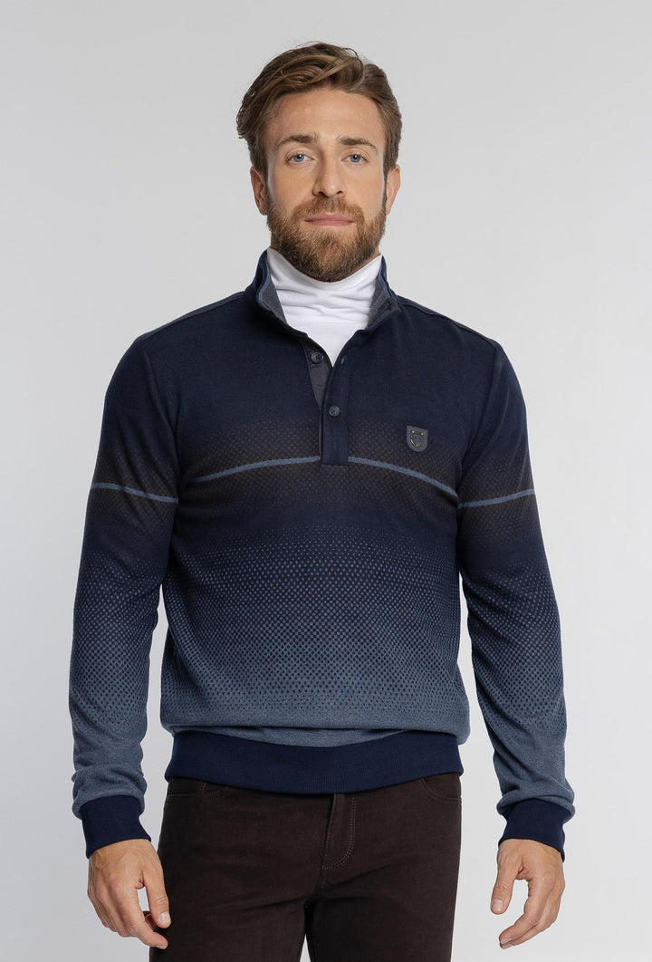 Męska bluza polo z półgolfem granatowa Regular Fit