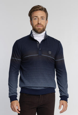 Męska bluza polo z półgolfem granatowa Regular Fit