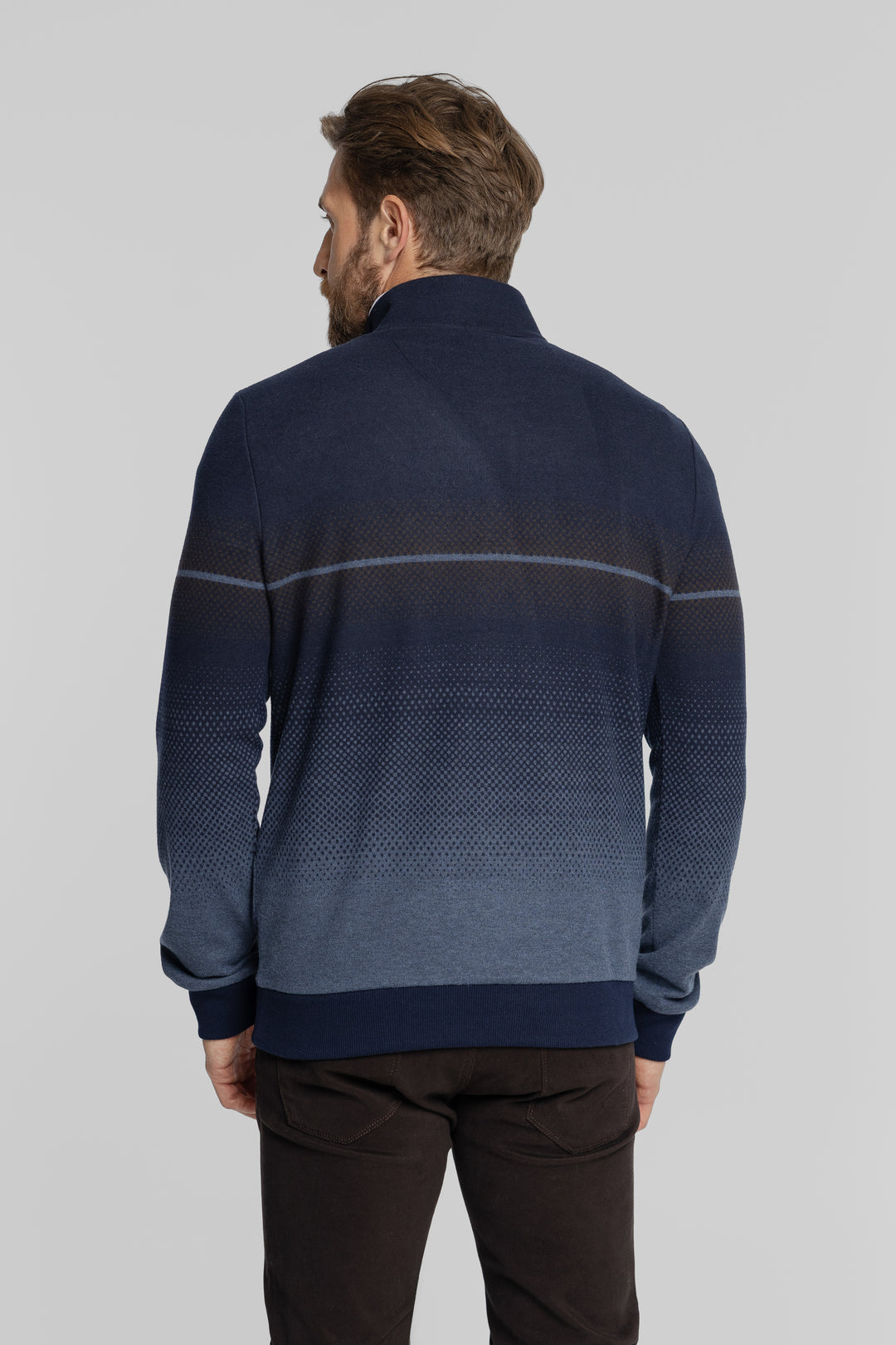Męska bluza polo z półgolfem granatowa Regular Fit