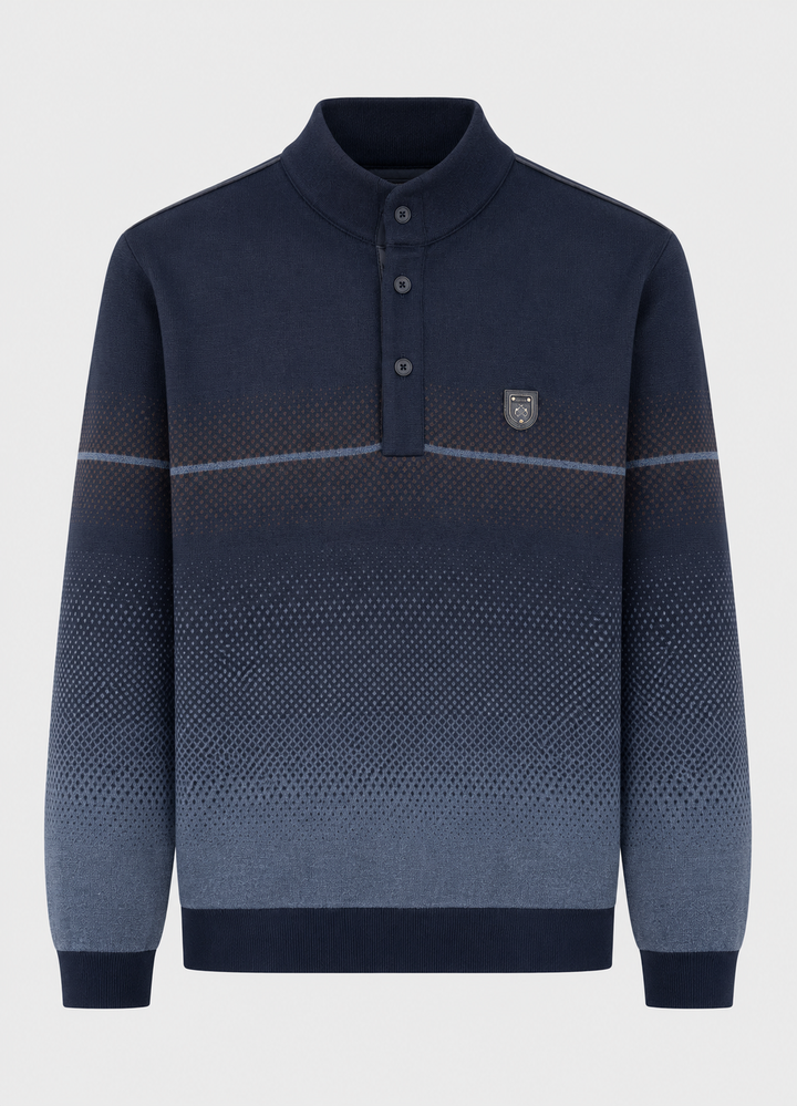 Męska bluza polo z półgolfem granatowa Regular Fit