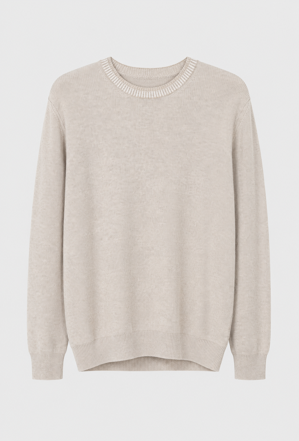 Męski sweter z okrągłym dekoltem ecru Regular Fit