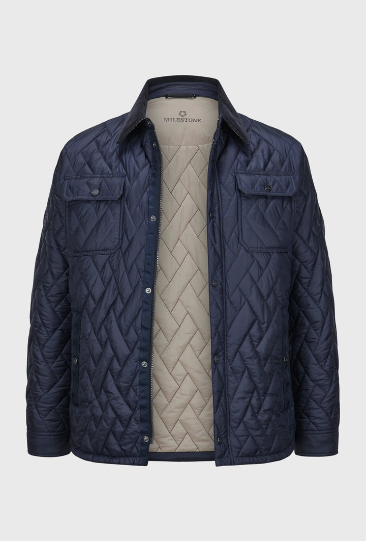 Granatowa kurtka pikowana