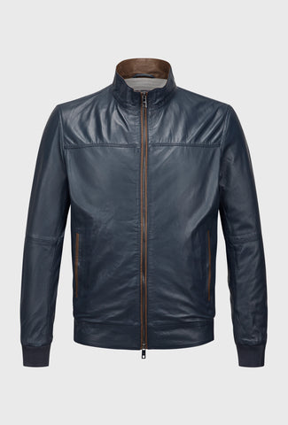 Granatowa kurtka skórzana