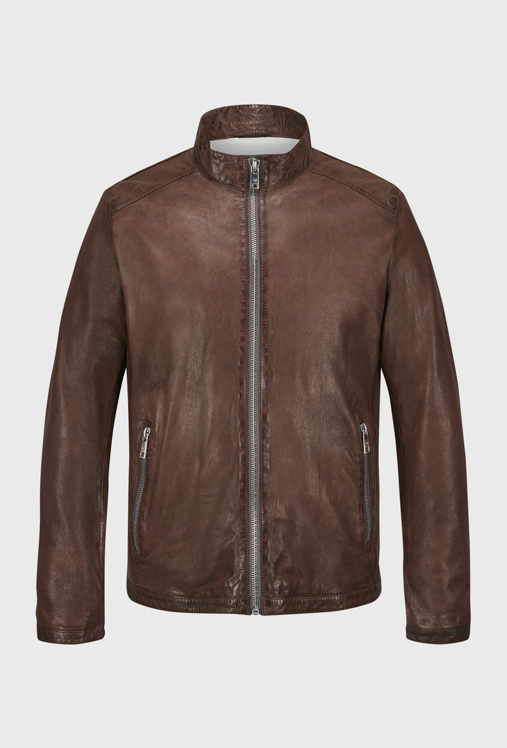 Brązowa kurtka skórzana