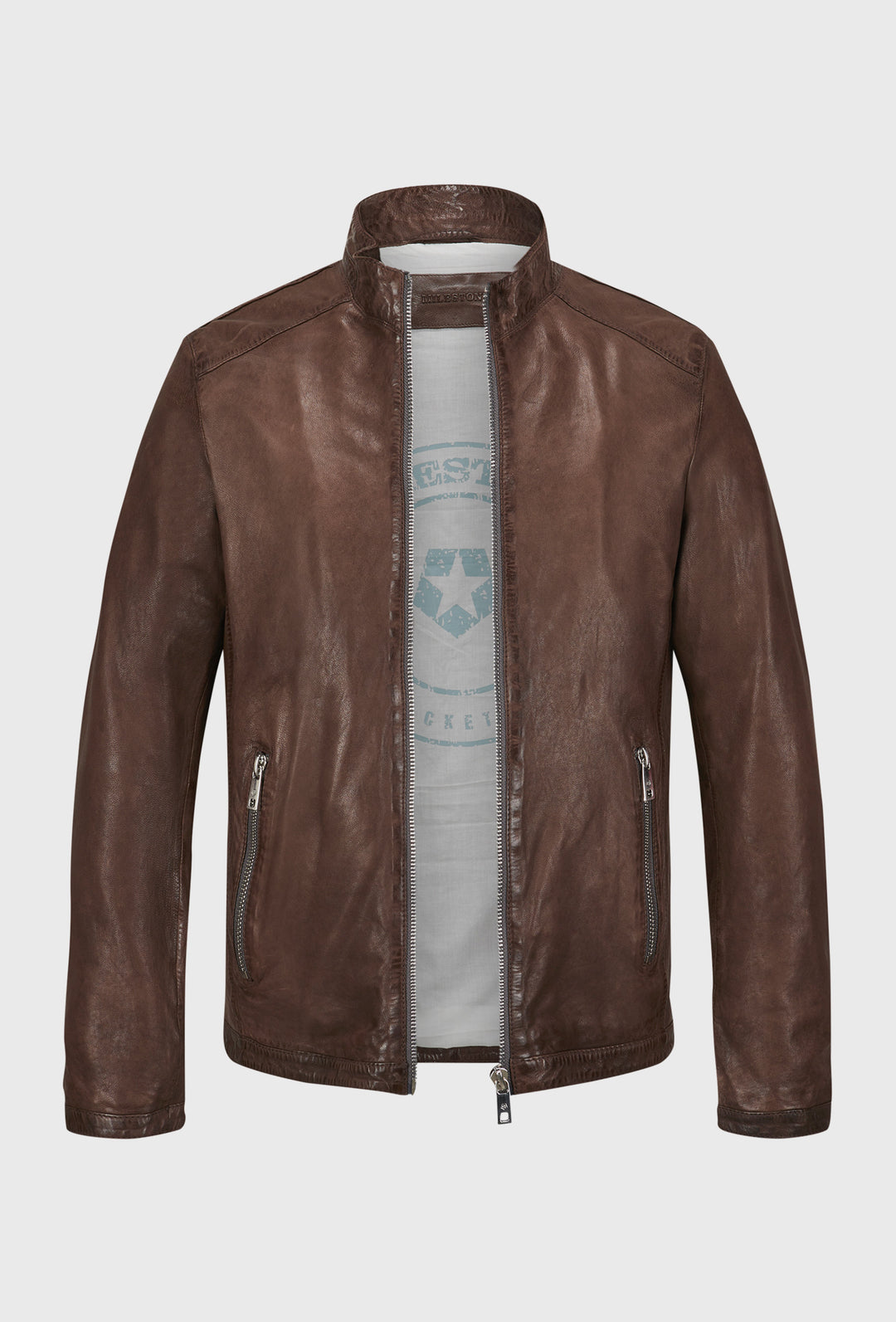 Brązowa kurtka skórzana