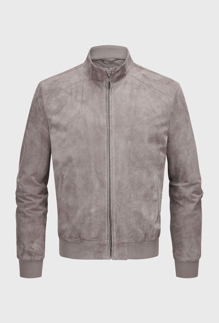 Szara bomberka zamszowa