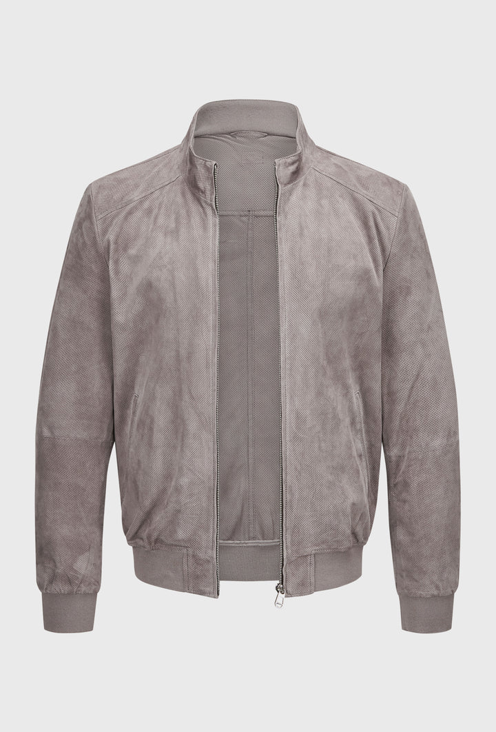 Szara bomberka zamszowa