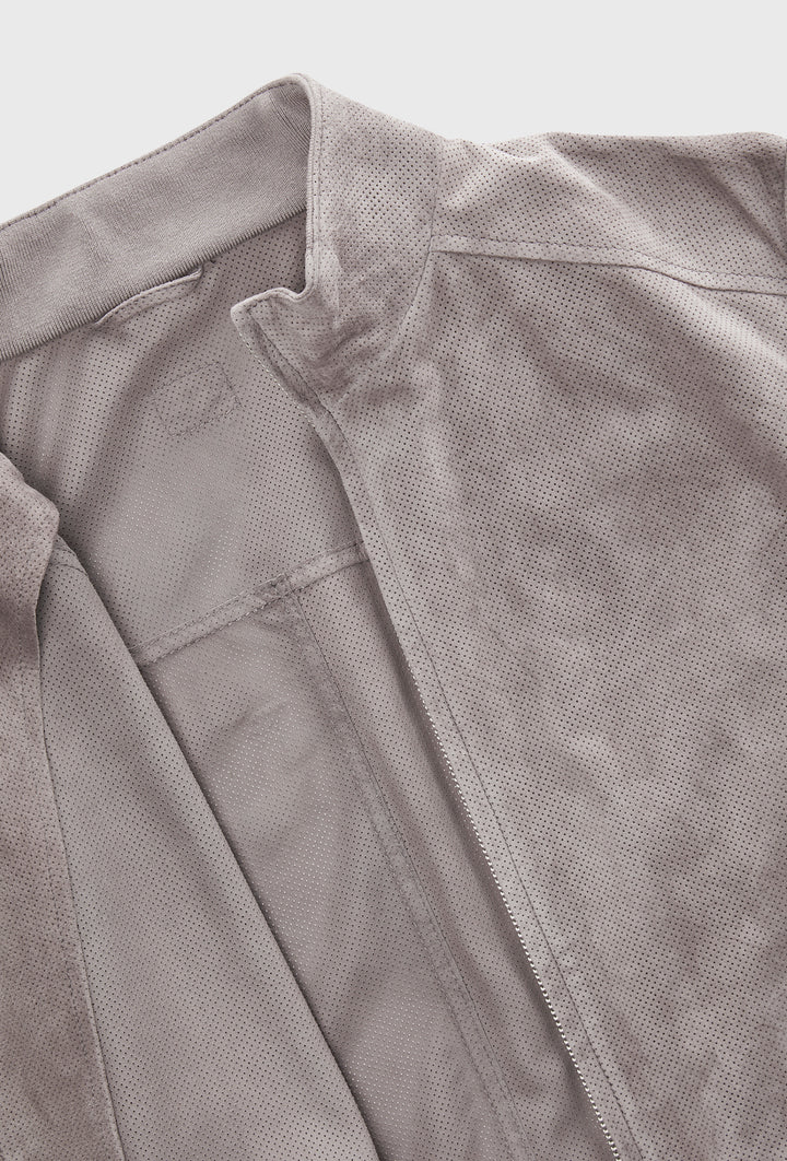 Szara bomberka zamszowa