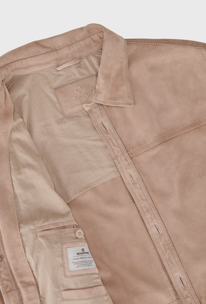 Beżowa koszula zamszowa