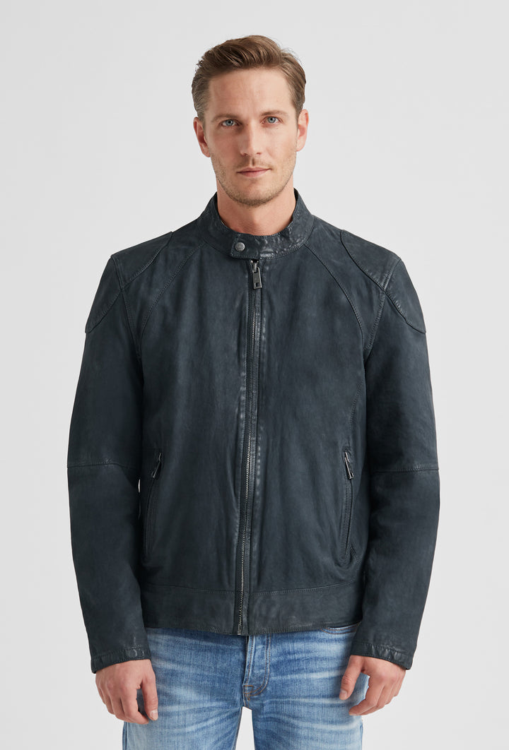 Granatowa kurtka biker