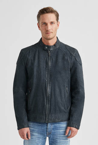 Granatowa kurtka biker