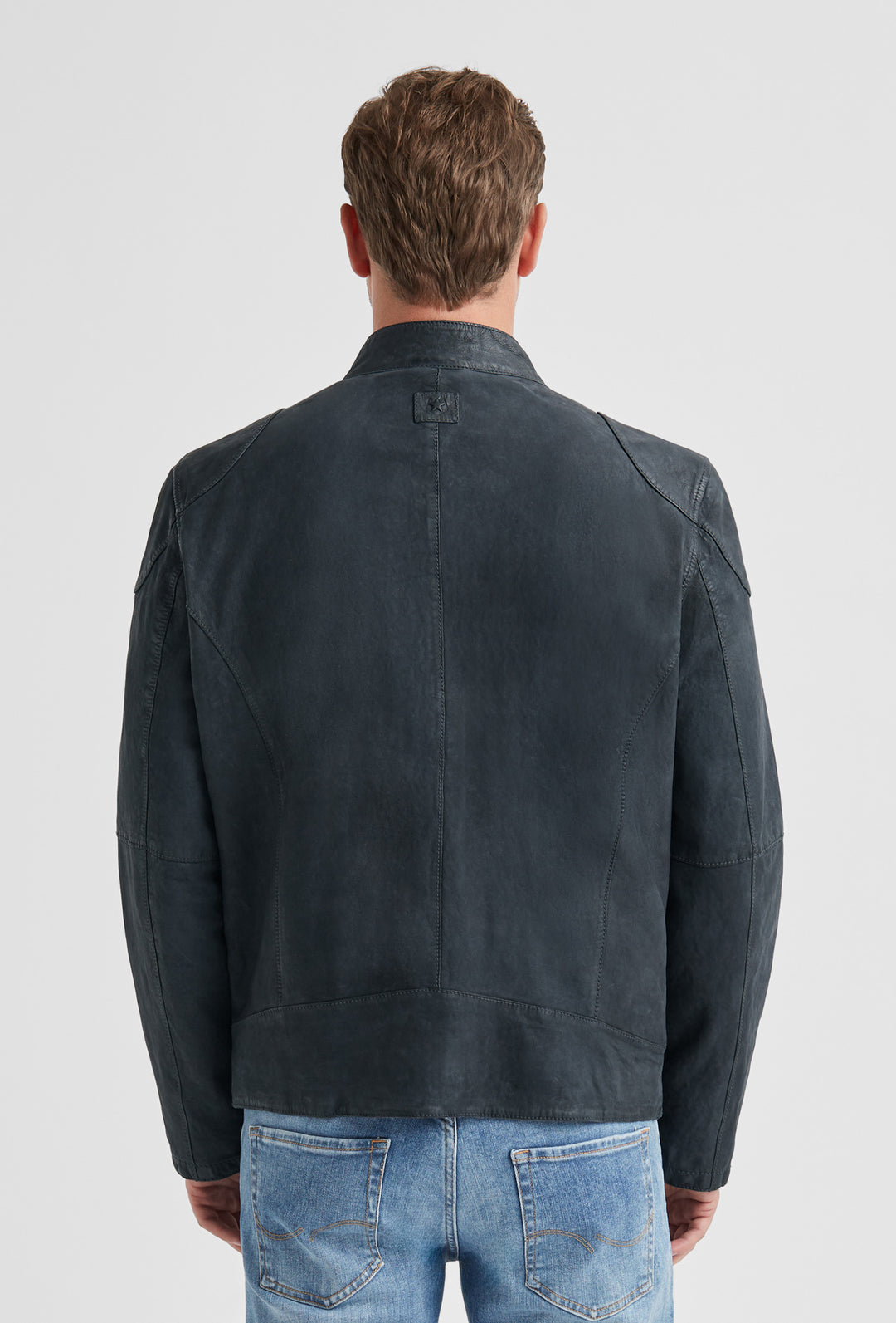 Granatowa kurtka biker