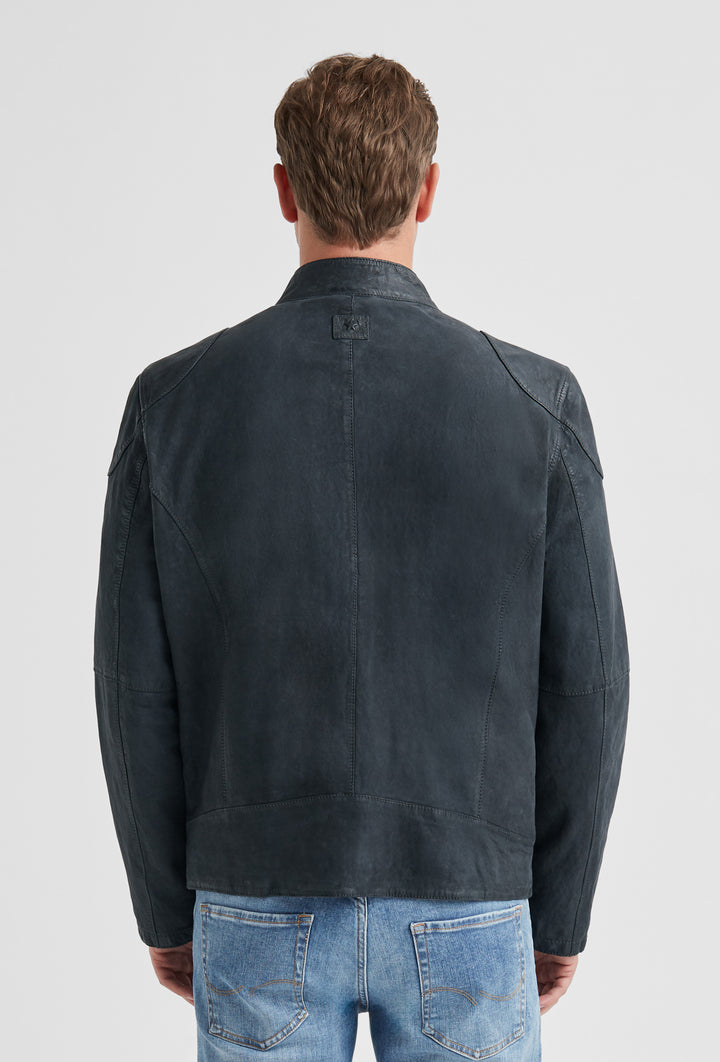 Granatowa kurtka biker