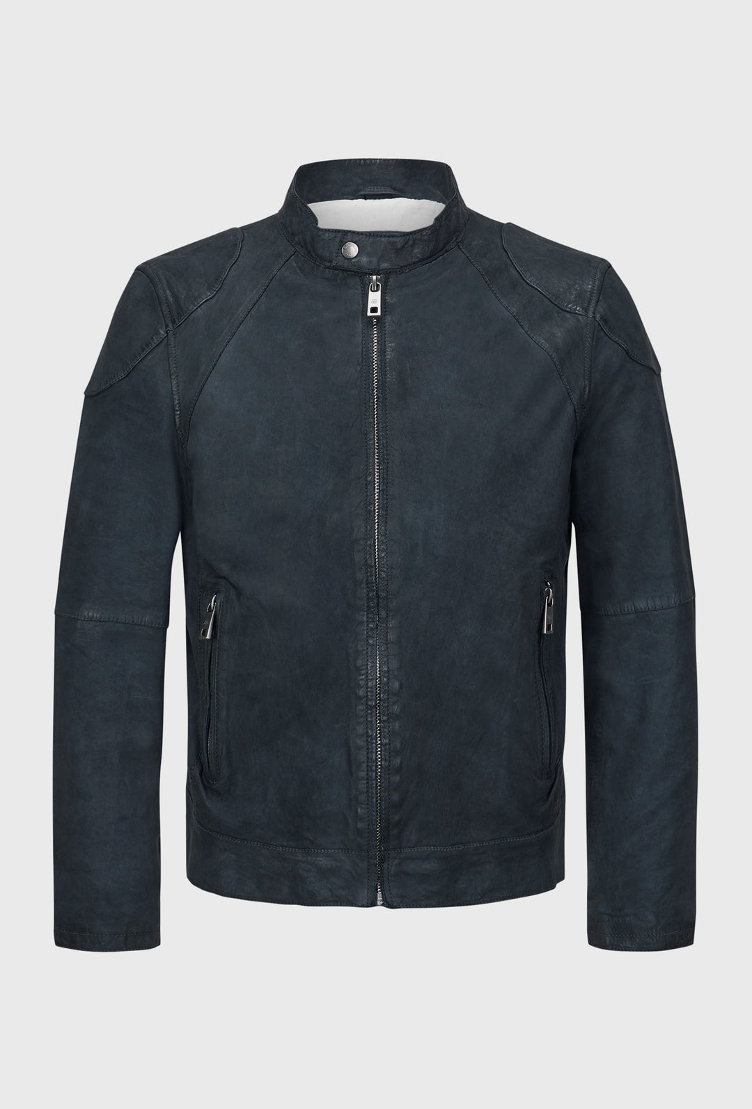 Granatowa kurtka biker