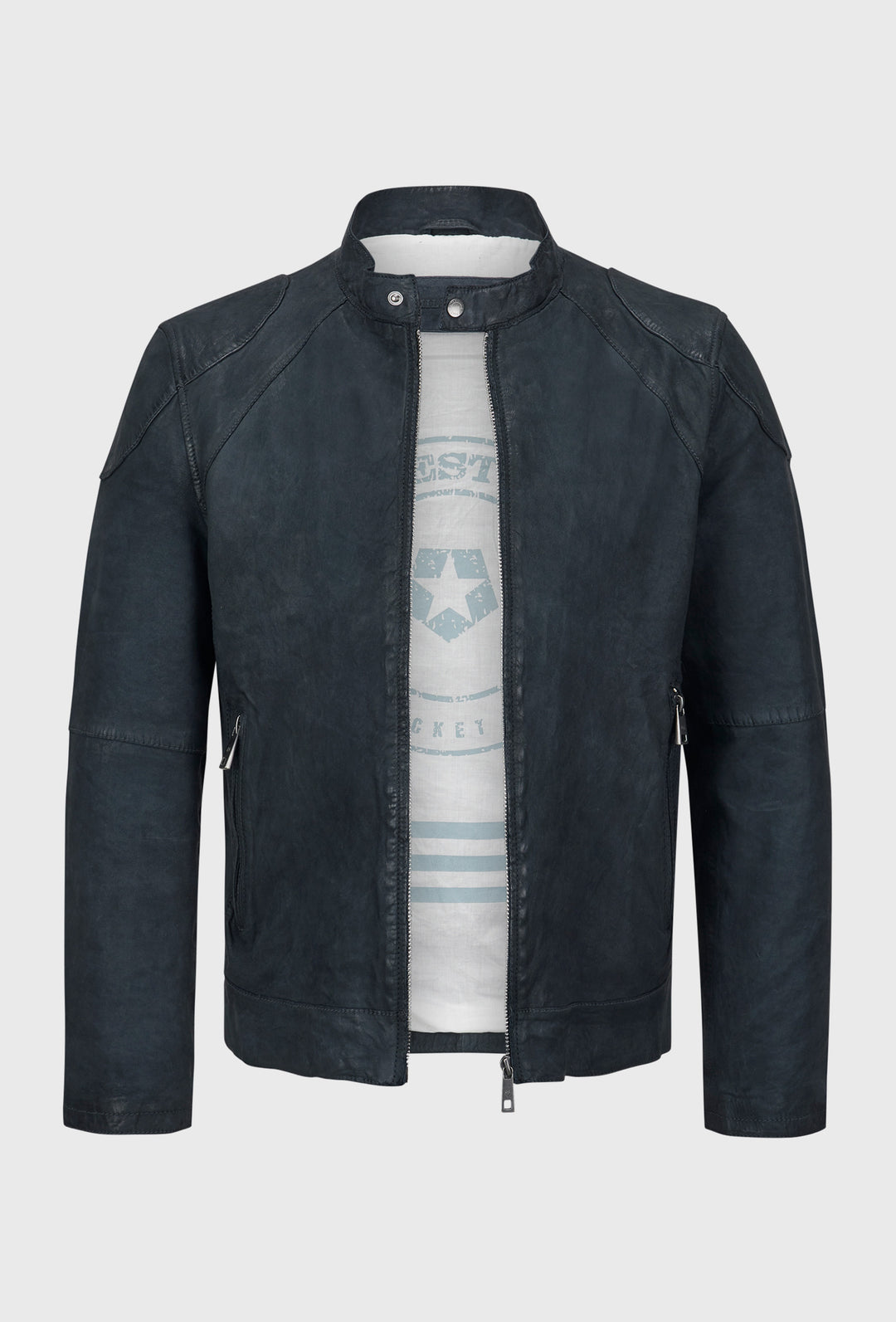 Granatowa kurtka biker