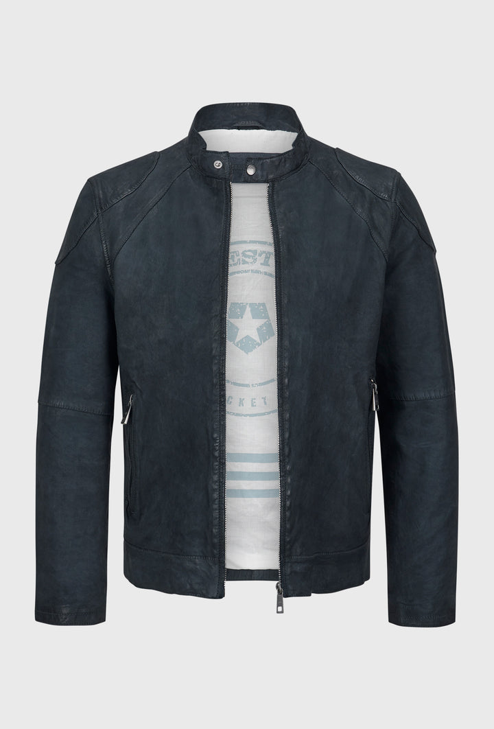 Granatowa kurtka biker